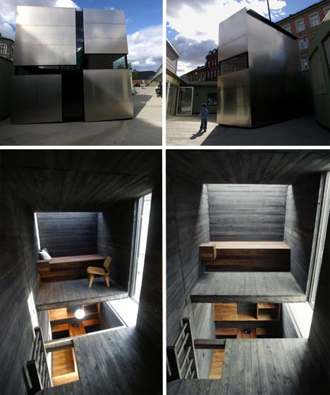 Casa prefabricata sub forma de cutie, imbracata in metal